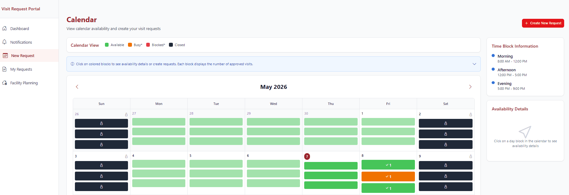 Visit Request Portal screenshot