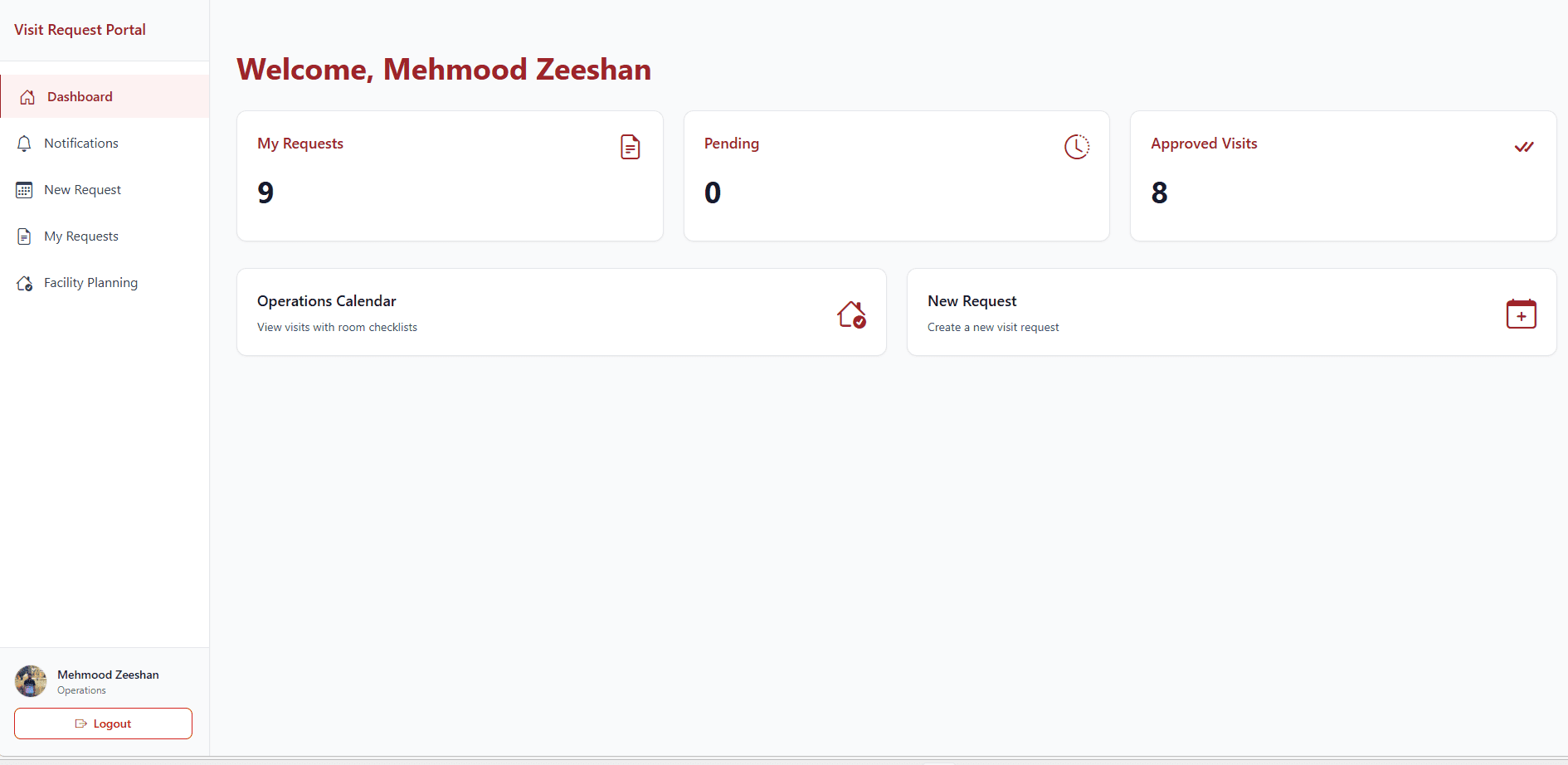 Visit Request Portal — screenshot 1
